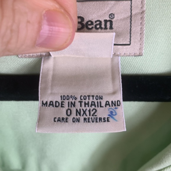 L.L. Bean mint green long sleeved 100% cotton button up jacket size women’s Lg - Picture 5 of 7